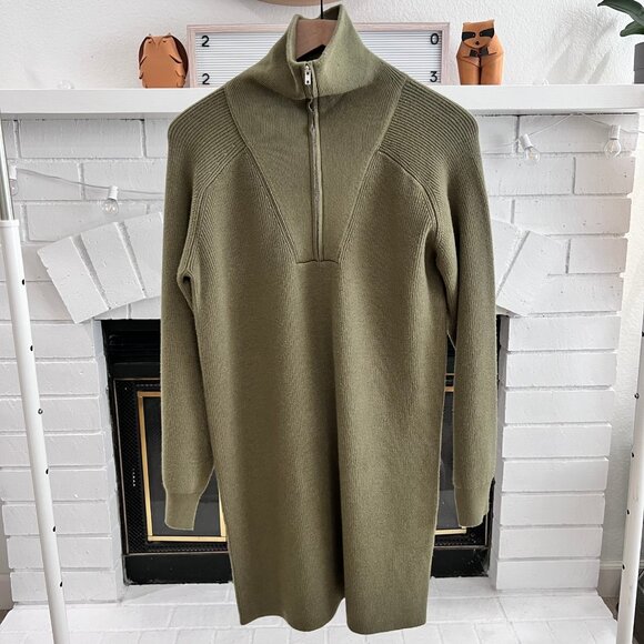 WAYF - Where Are You From Olive Green Knit Sweater Long Sleeve Dress - Picture 1 of 6